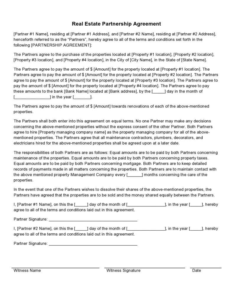 partnership agreement letter template