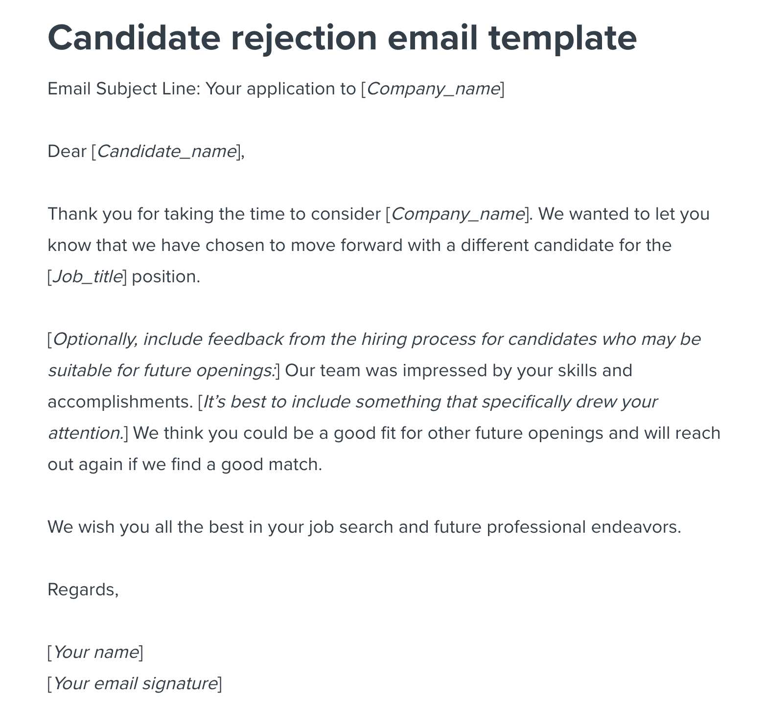 email template for applicant rejection letter