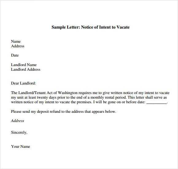 letter to vacate template