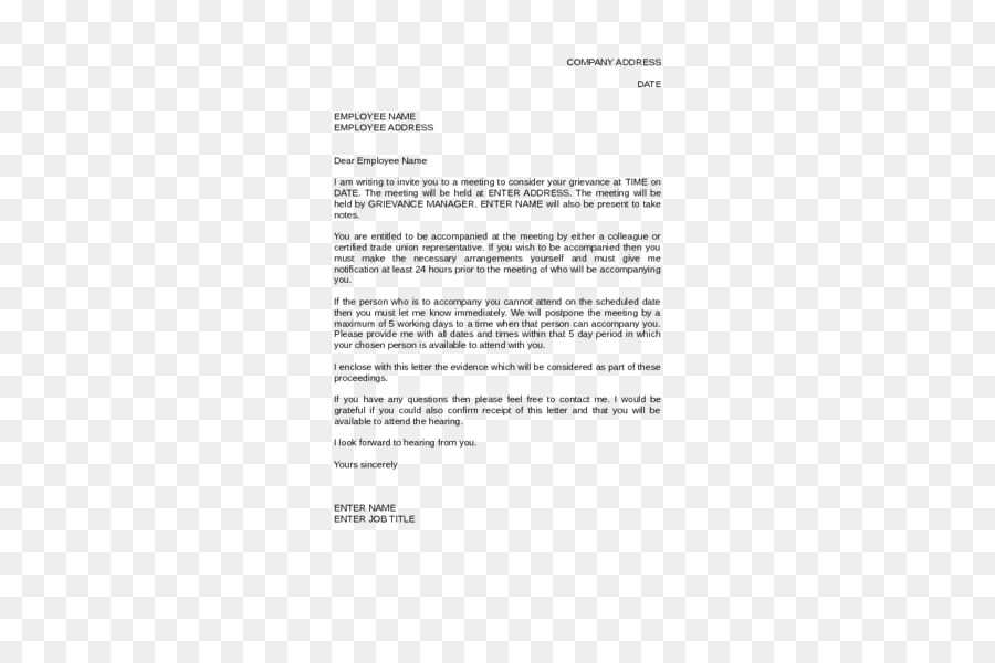 grievance outcome letter template