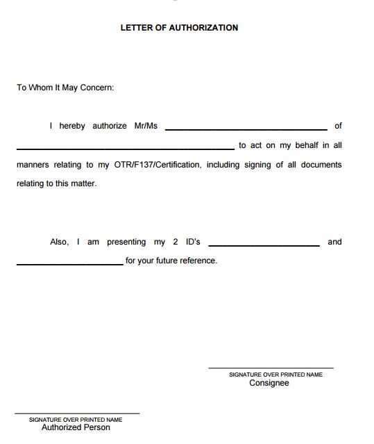 act on behalf of letter template
