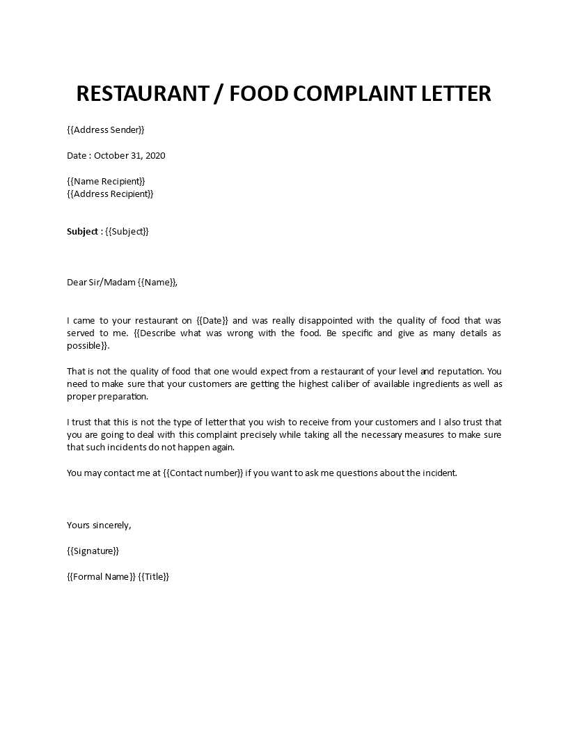 formal complaint letter template word