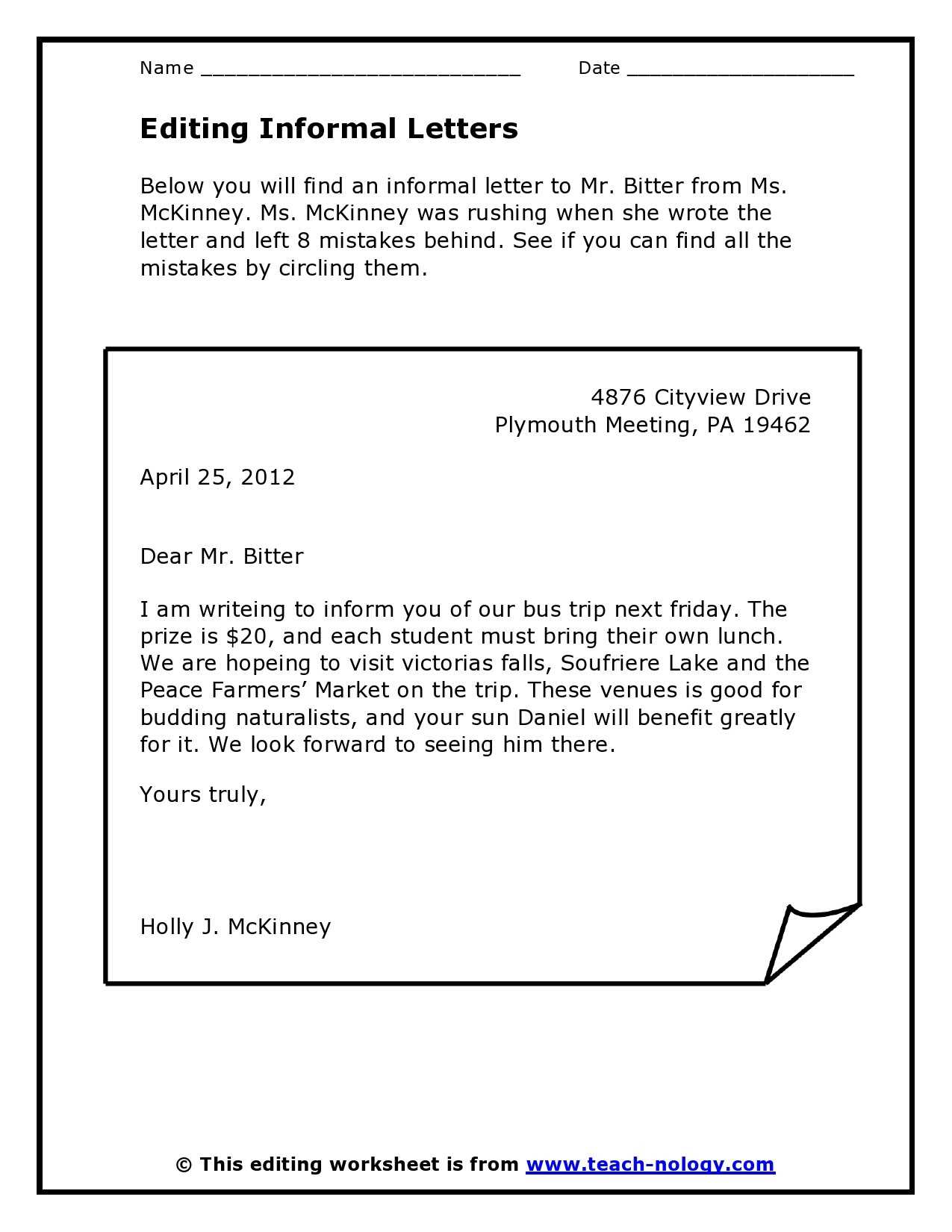 informal letter template google docs