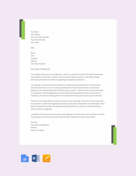 maternity letter to employer template