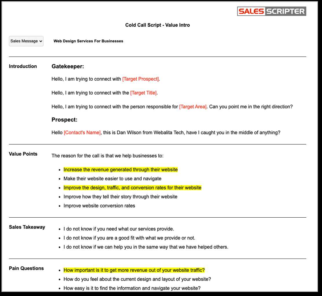 cold call sales letter template