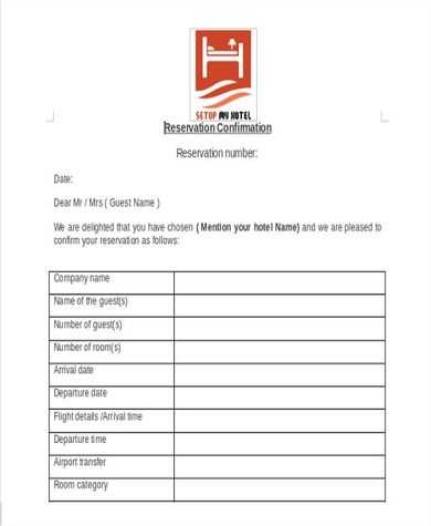 hotel booking confirmation letter template