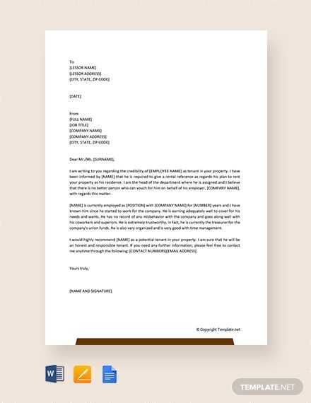 microsoft word reference letter template