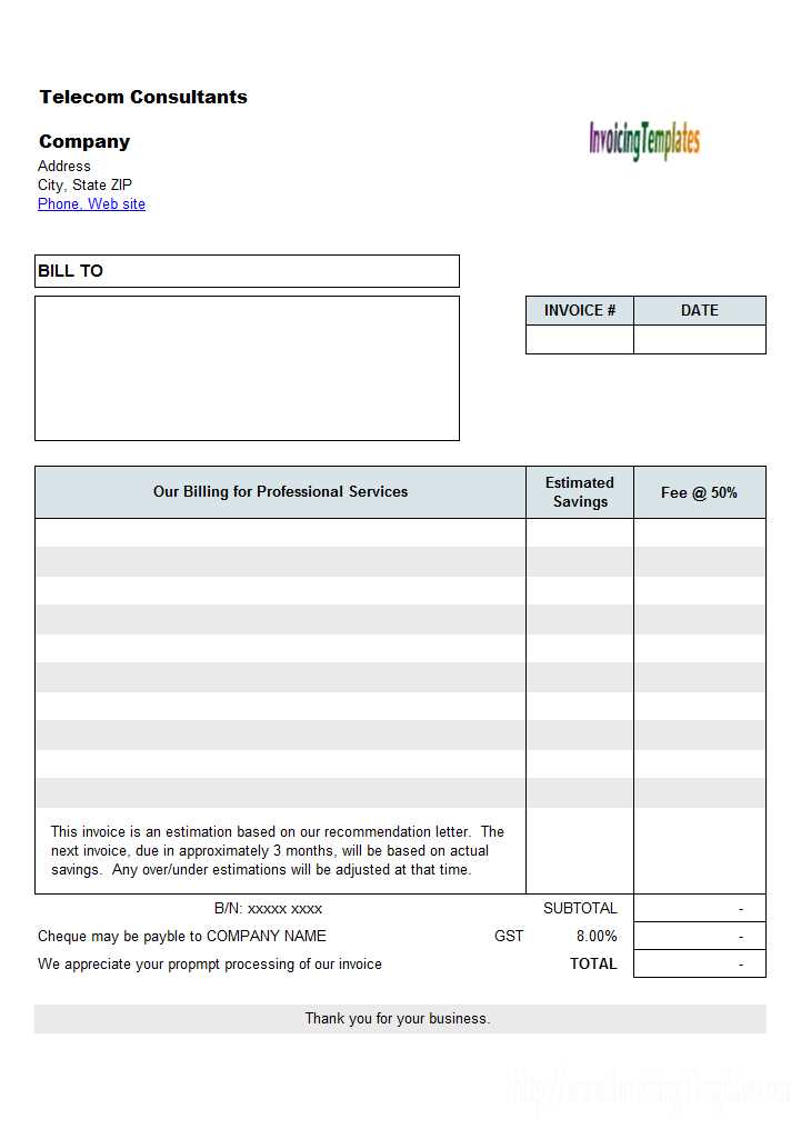 invoice letter template for professional services