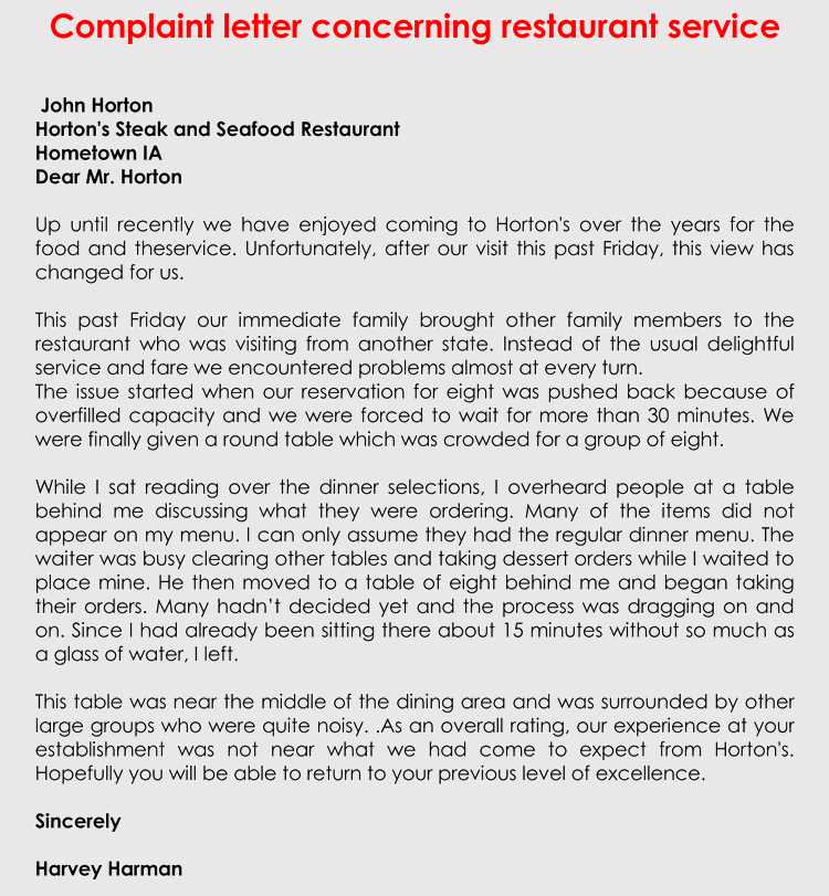 complaint letter to estate agent template