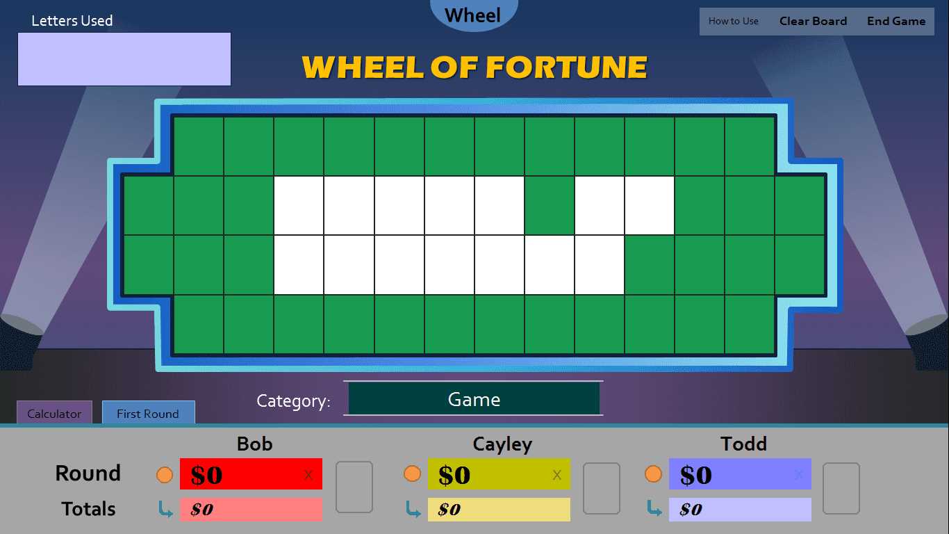 wheel of fortune letter board template