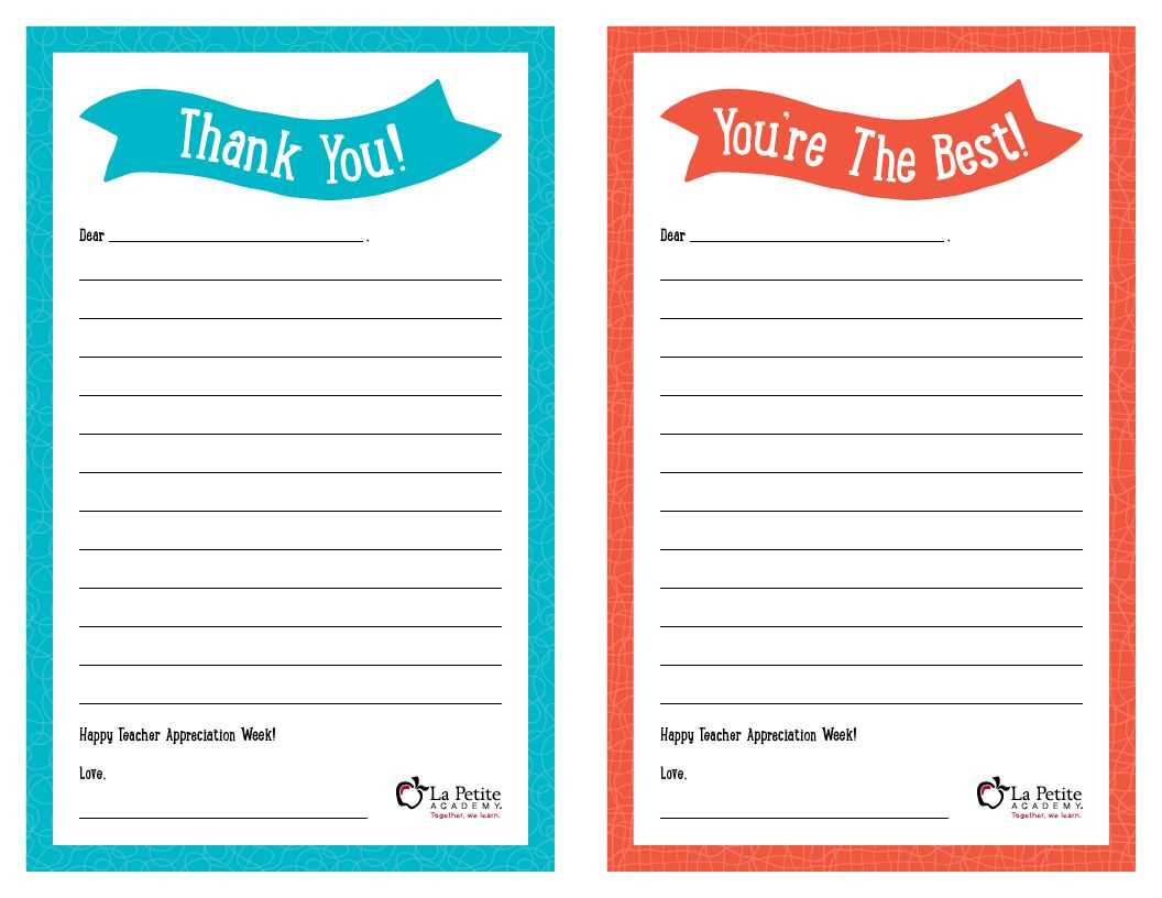 thank you teacher letter template