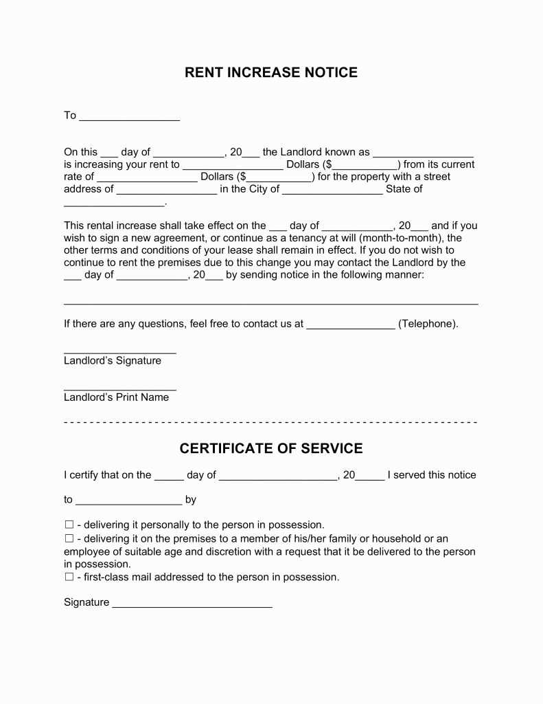 self storage rent increase letter template