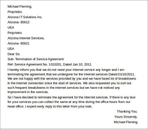 termination of services letter template to client